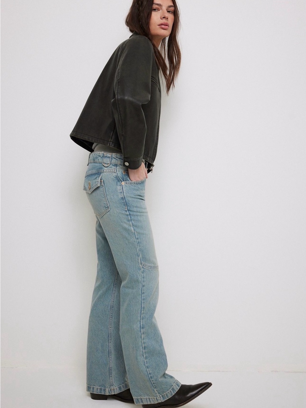 Free People Flora Low Rise Bootcut Jeans We The Free Light Blue Kismet - Picture 5 of 8